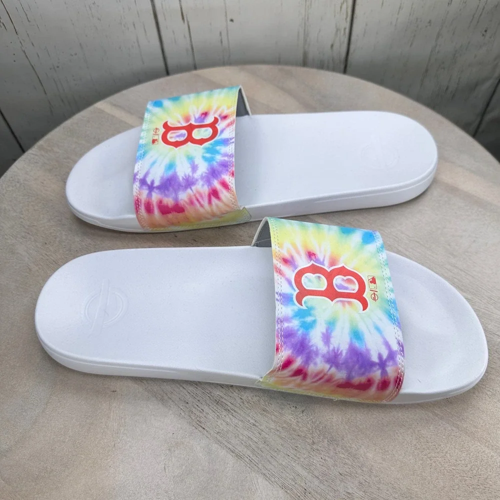 ISlide Boston Red Sox Tie Dye Slide Sandals White Mens Size 13 14 New
